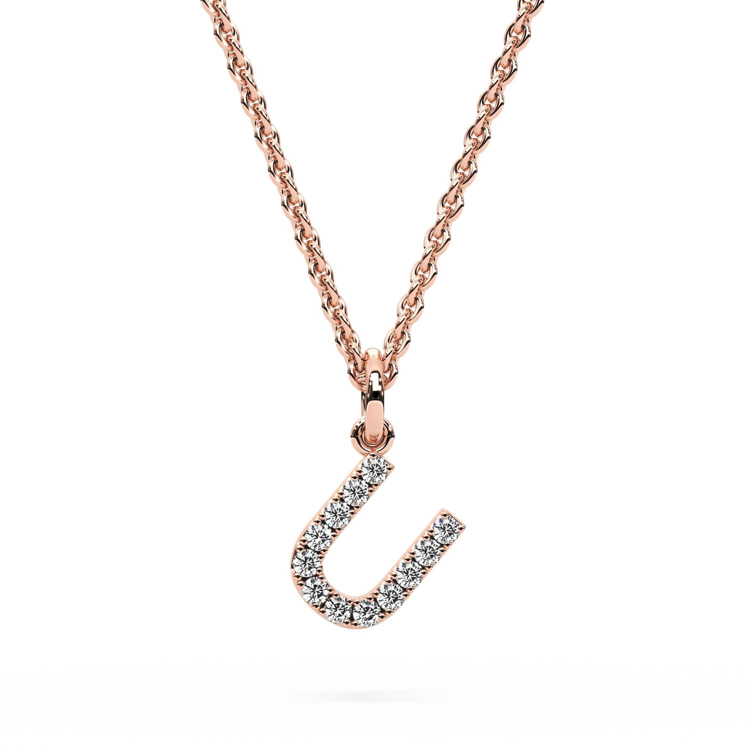 &quot;U&quot; Diamond Initial Pendant - 10mm