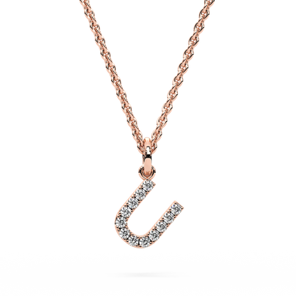 &quot;U&quot; Diamond Initial Pendant - 10mm