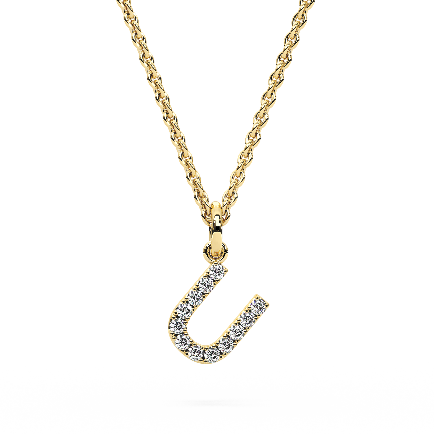&quot;U&quot; Diamond Initial Pendant