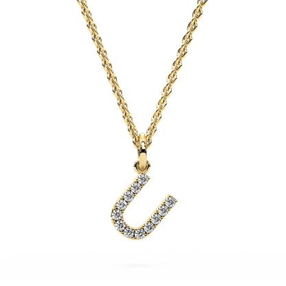 &quot;U&quot; Diamond Initial Pendant