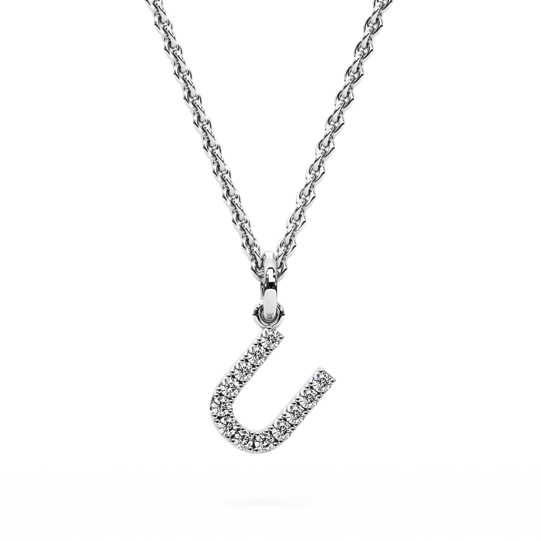 &quot;U&quot; Diamond Initial Pendant - 10mm