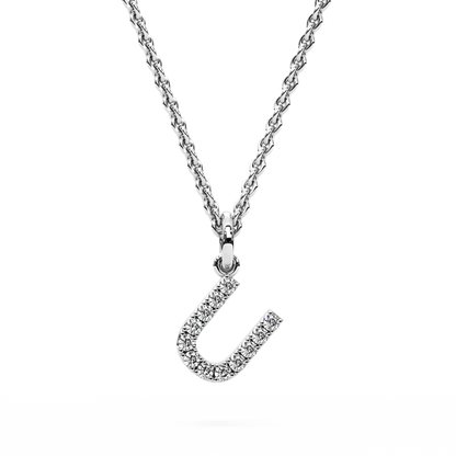 &quot;U&quot; Diamond Initial Pendant - 10mm
