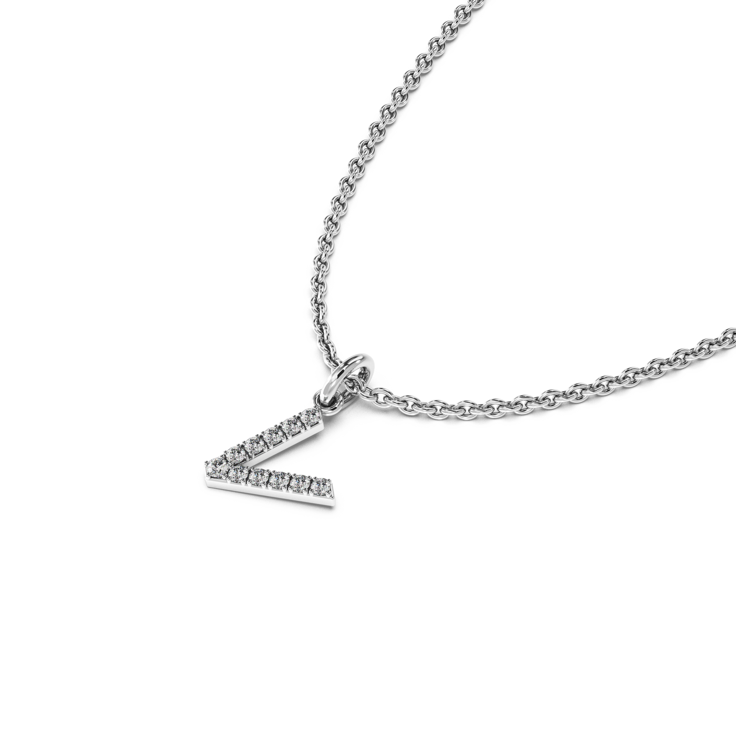 &quot;V&quot; Diamond Initial Pendant - 10mm