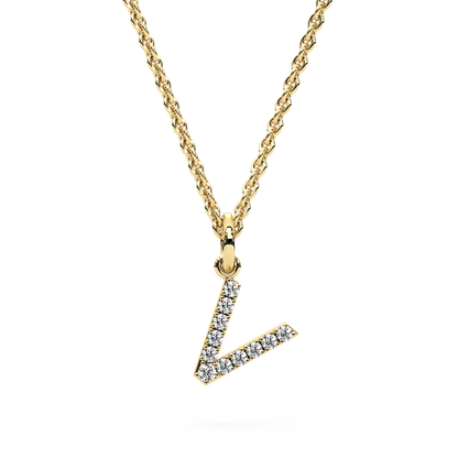 "V" Diamond Initial Pendant