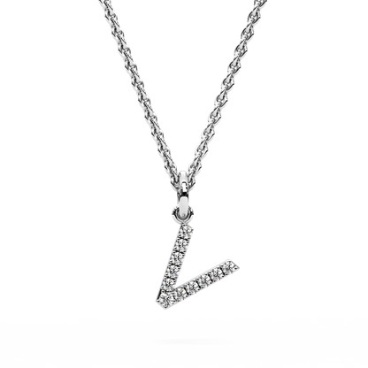 "V" Diamond Initial Pendant