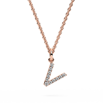 "V" Diamond Initial Pendant - 10mm
