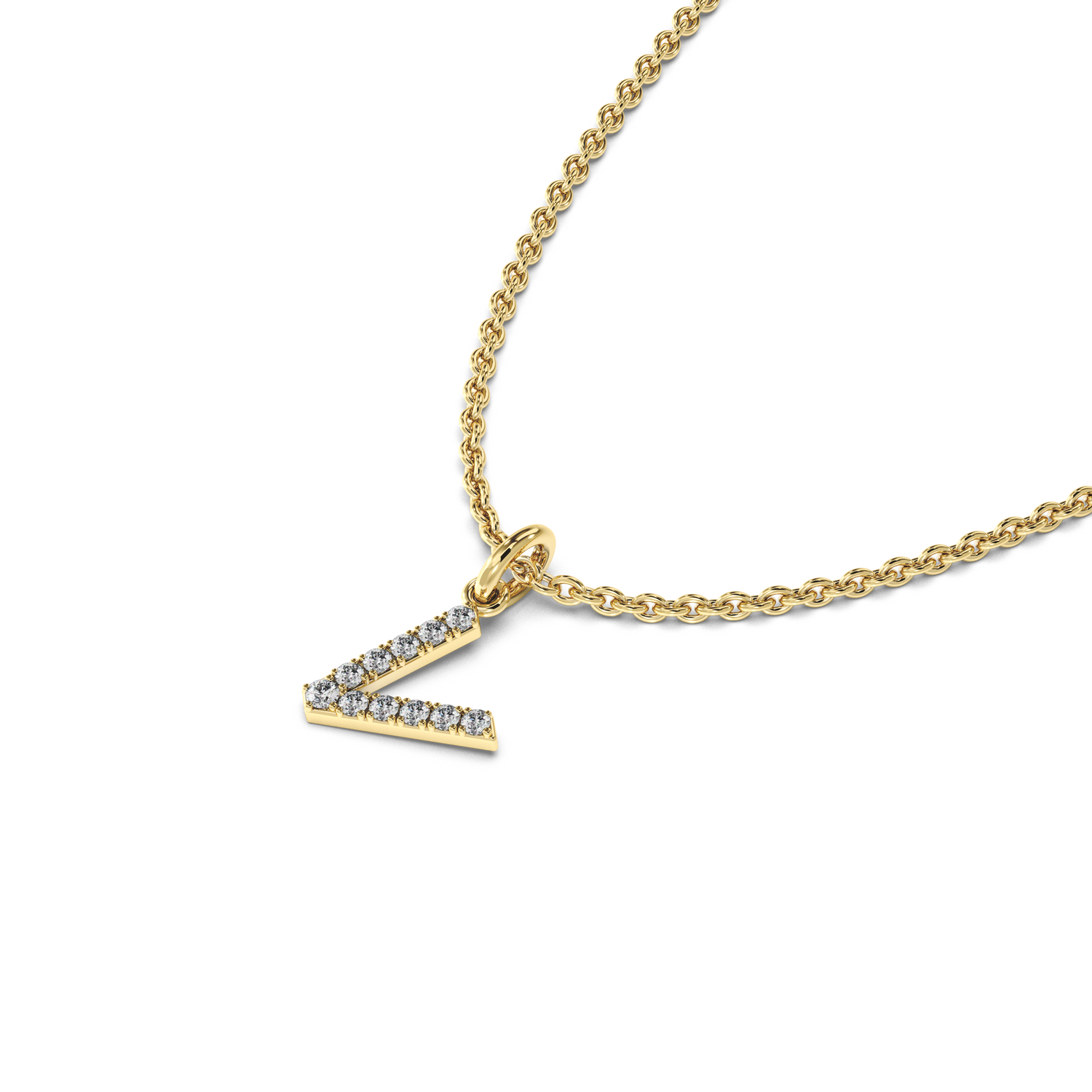 &quot;V&quot; Diamond Initial Pendant