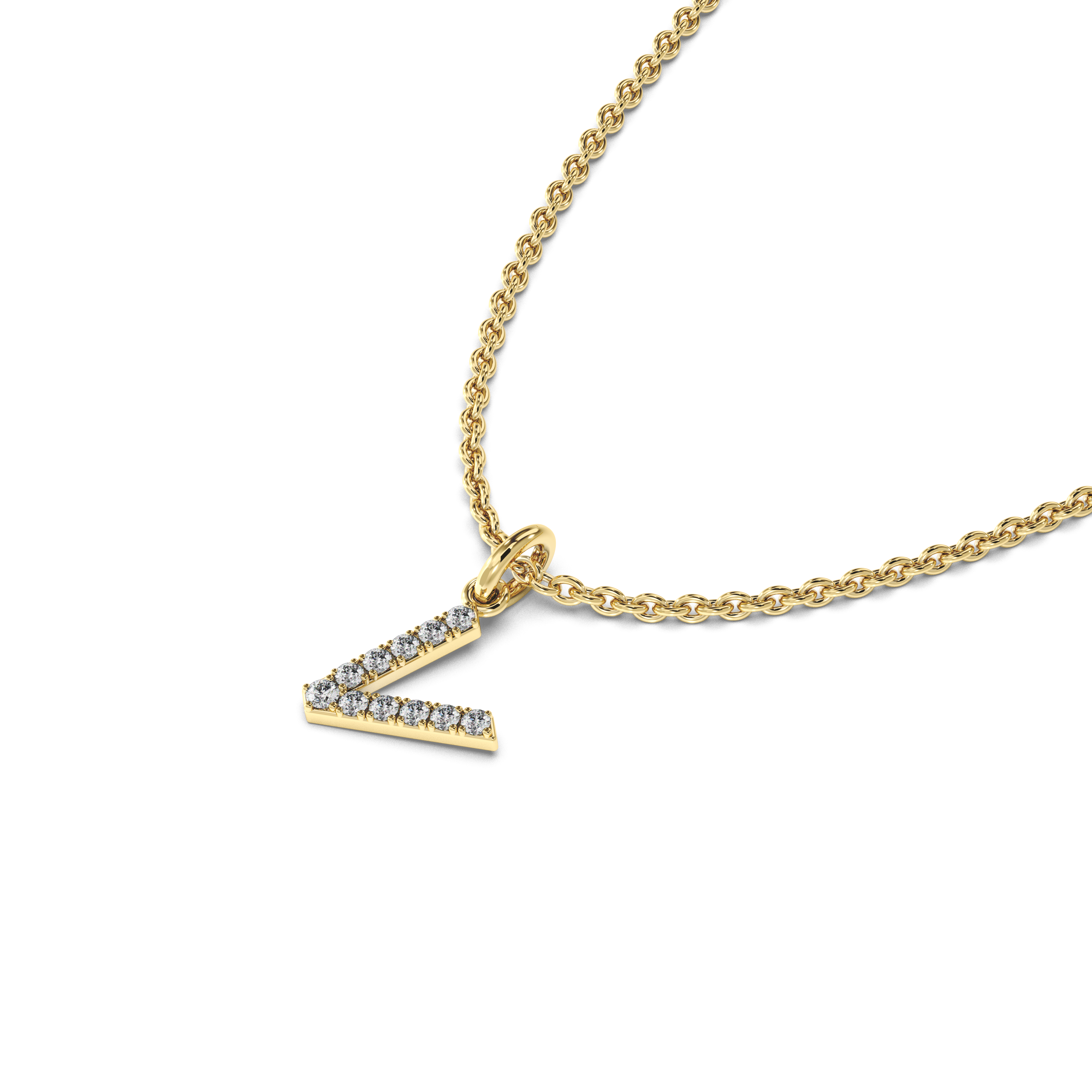 &quot;V&quot; Diamond Initial Pendant