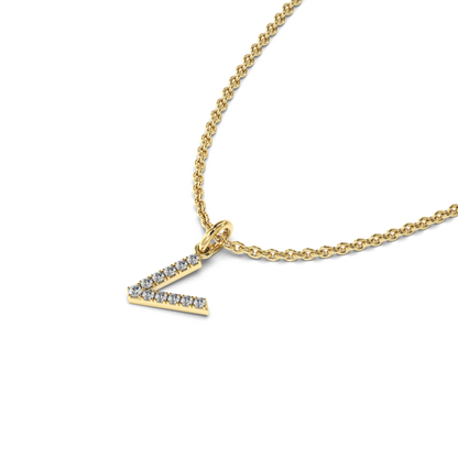 &quot;V&quot; Diamond Initial Pendant