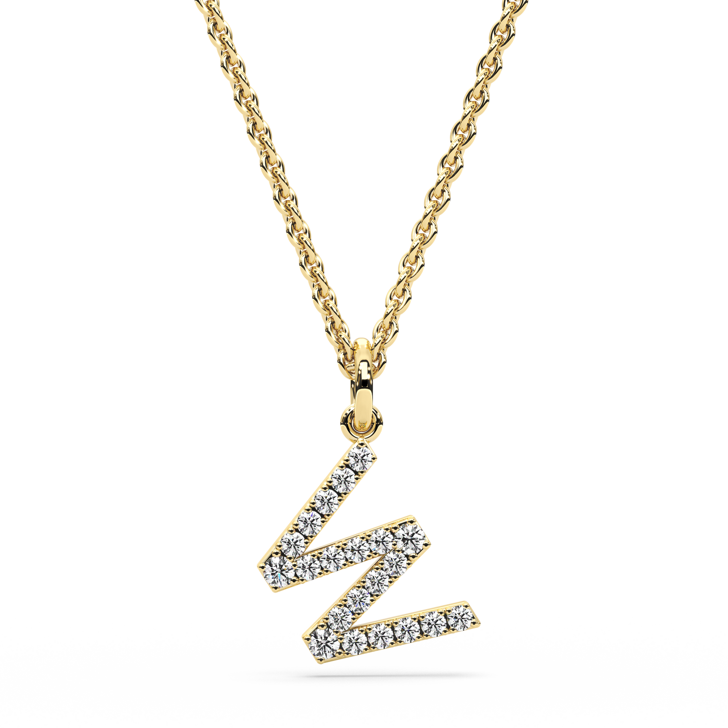 &quot;W&quot; Diamond Initial Pendant