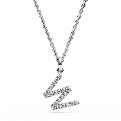 &quot;W&quot; Diamond Initial Pendant - 10mm