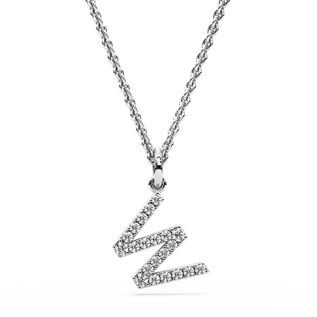 "W" Diamond Initial Pendant