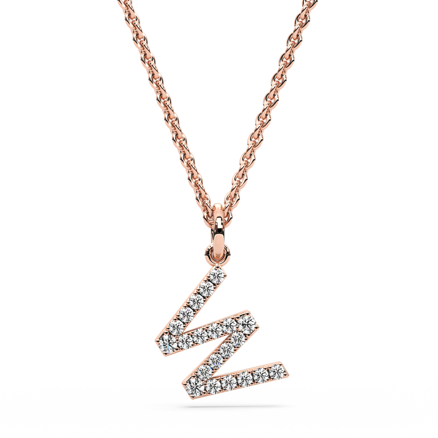 &quot;W&quot; Diamond Initial Pendant - 10mm