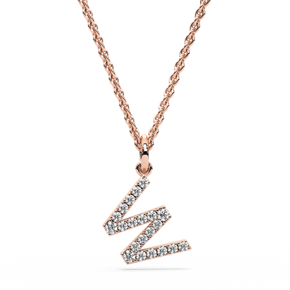 &quot;W&quot; Diamond Initial Pendant - 10mm