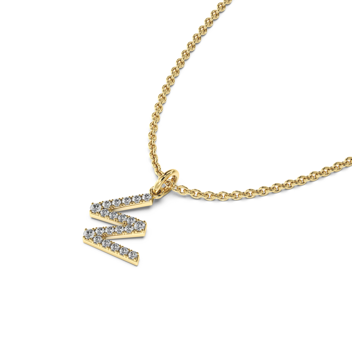 &quot;W&quot; Diamond Initial Pendant - 10mm