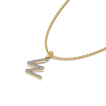 &quot;W&quot; Diamond Initial Pendant - 10mm