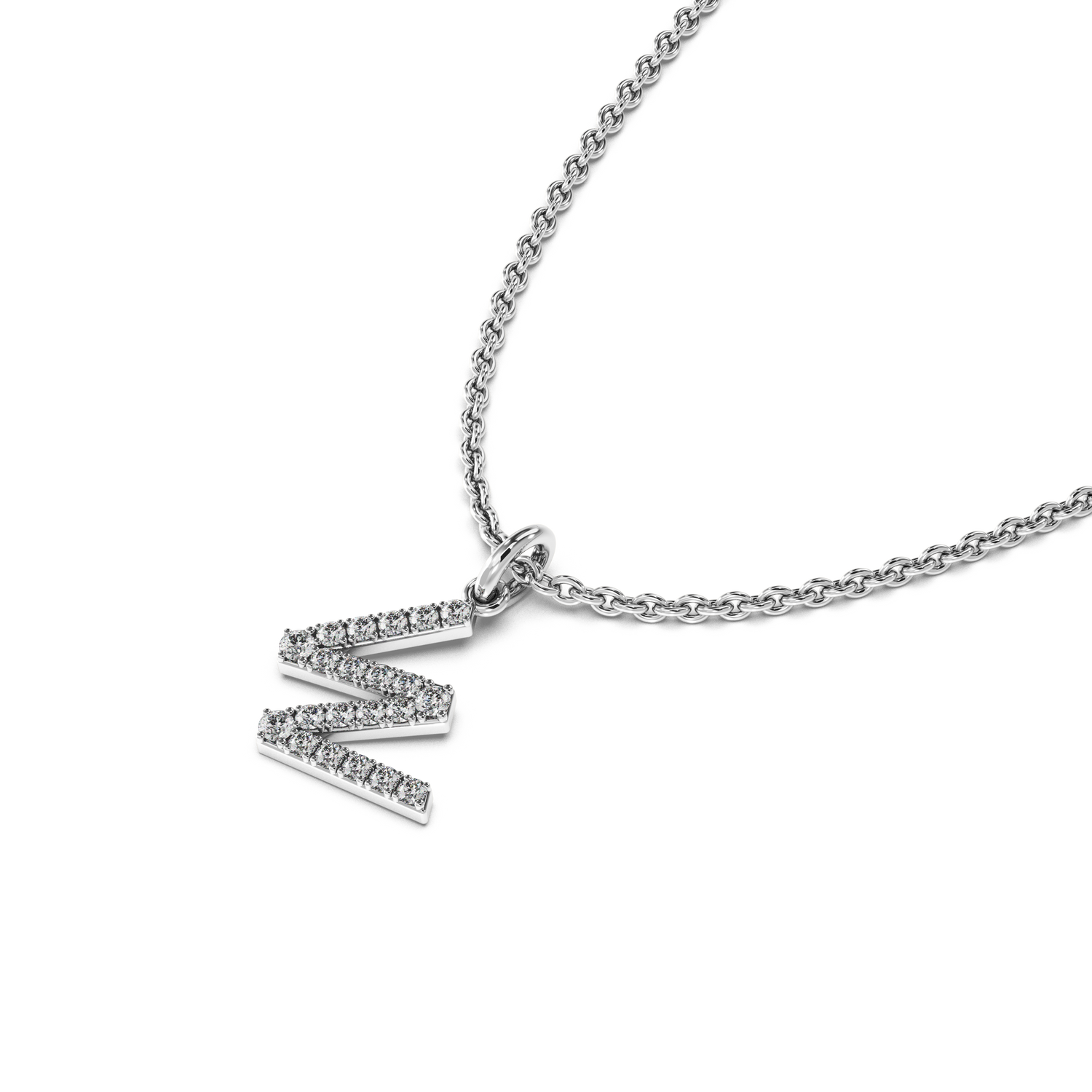 &quot;W&quot; Diamond Initial Pendant - 10mm