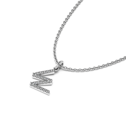 &quot;W&quot; Diamond Initial Pendant - 10mm