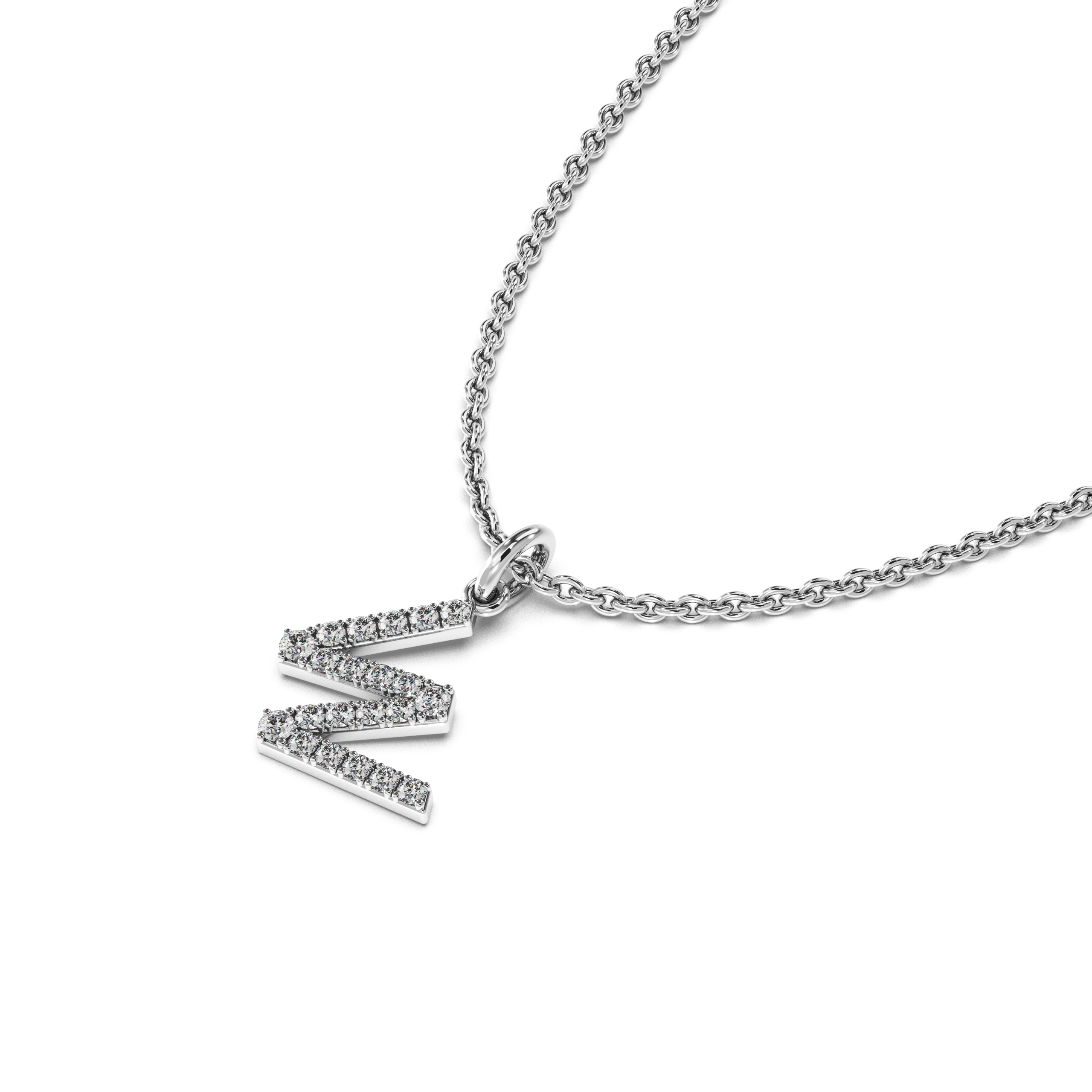 "W" Diamond Initial Pendant