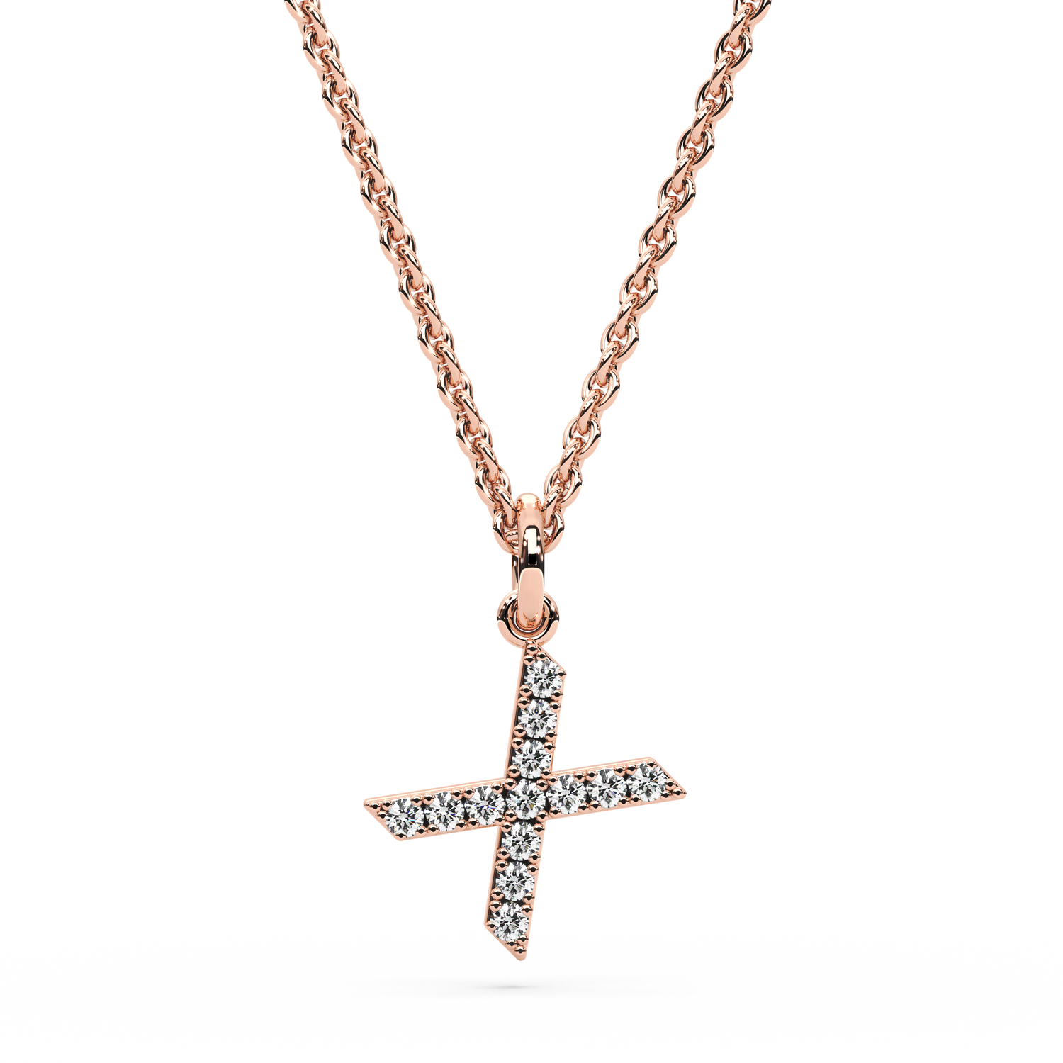 &quot;X&quot; Diamond Initial Pendant