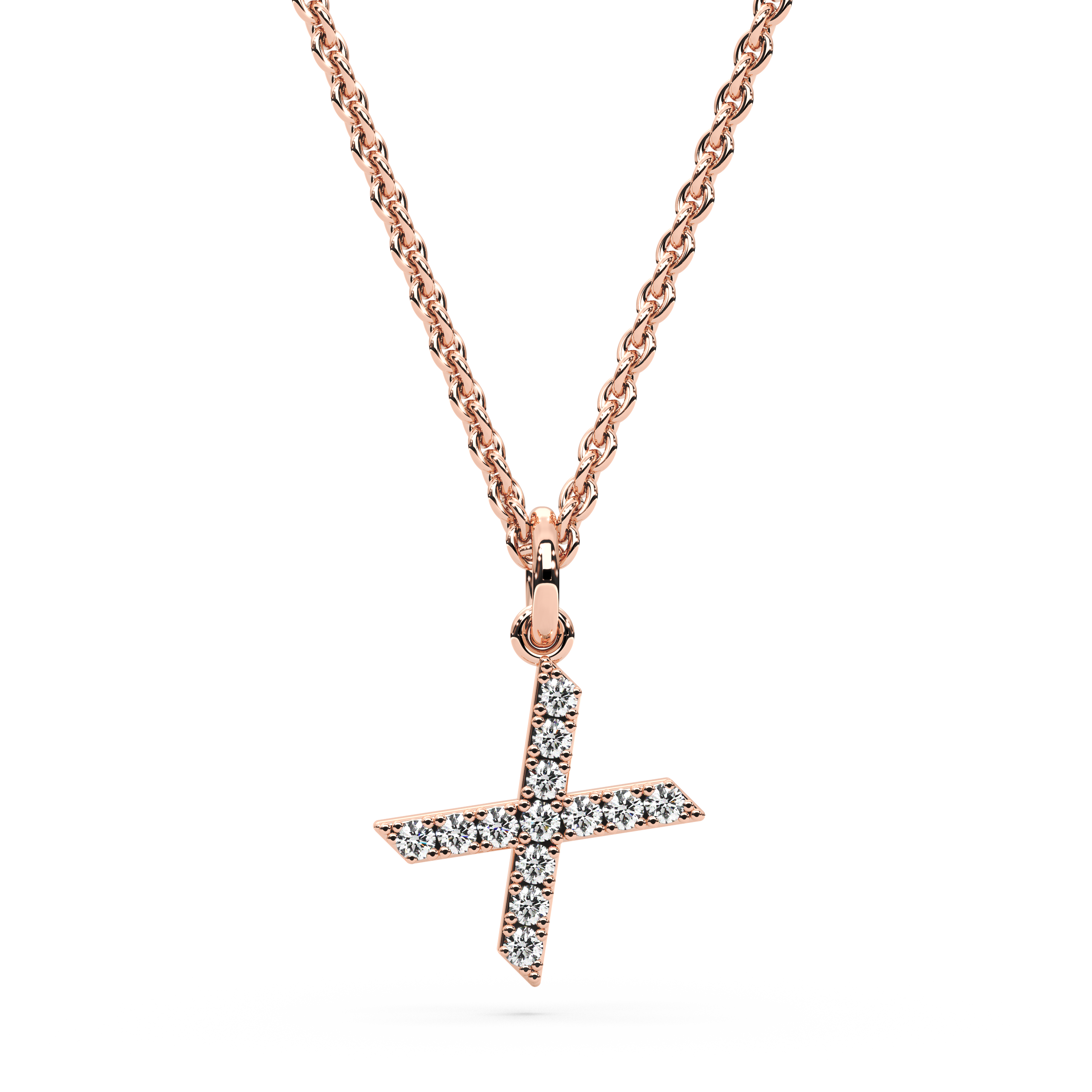 &quot;X&quot; Diamond Initial Pendant
