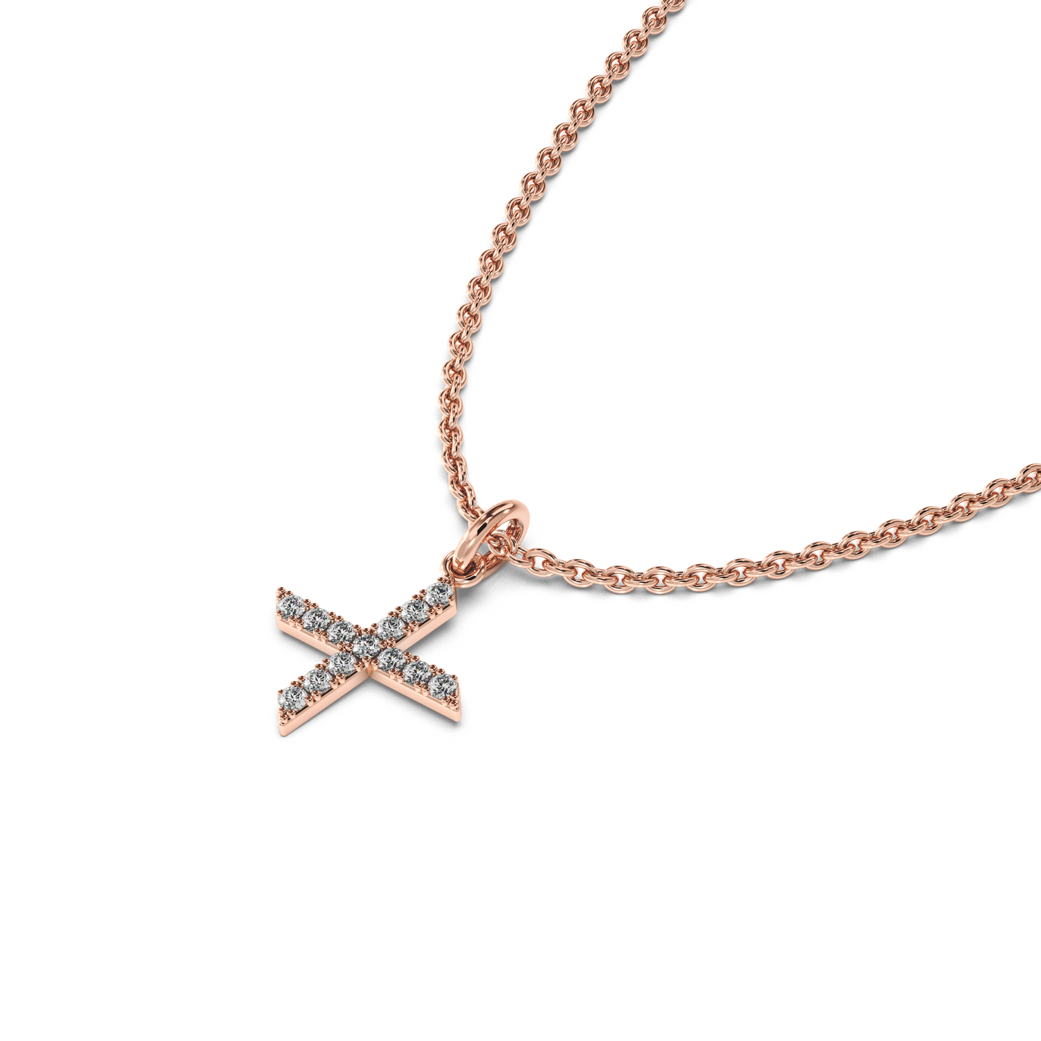 &quot;X&quot; Diamond Initial Pendant - 10mm