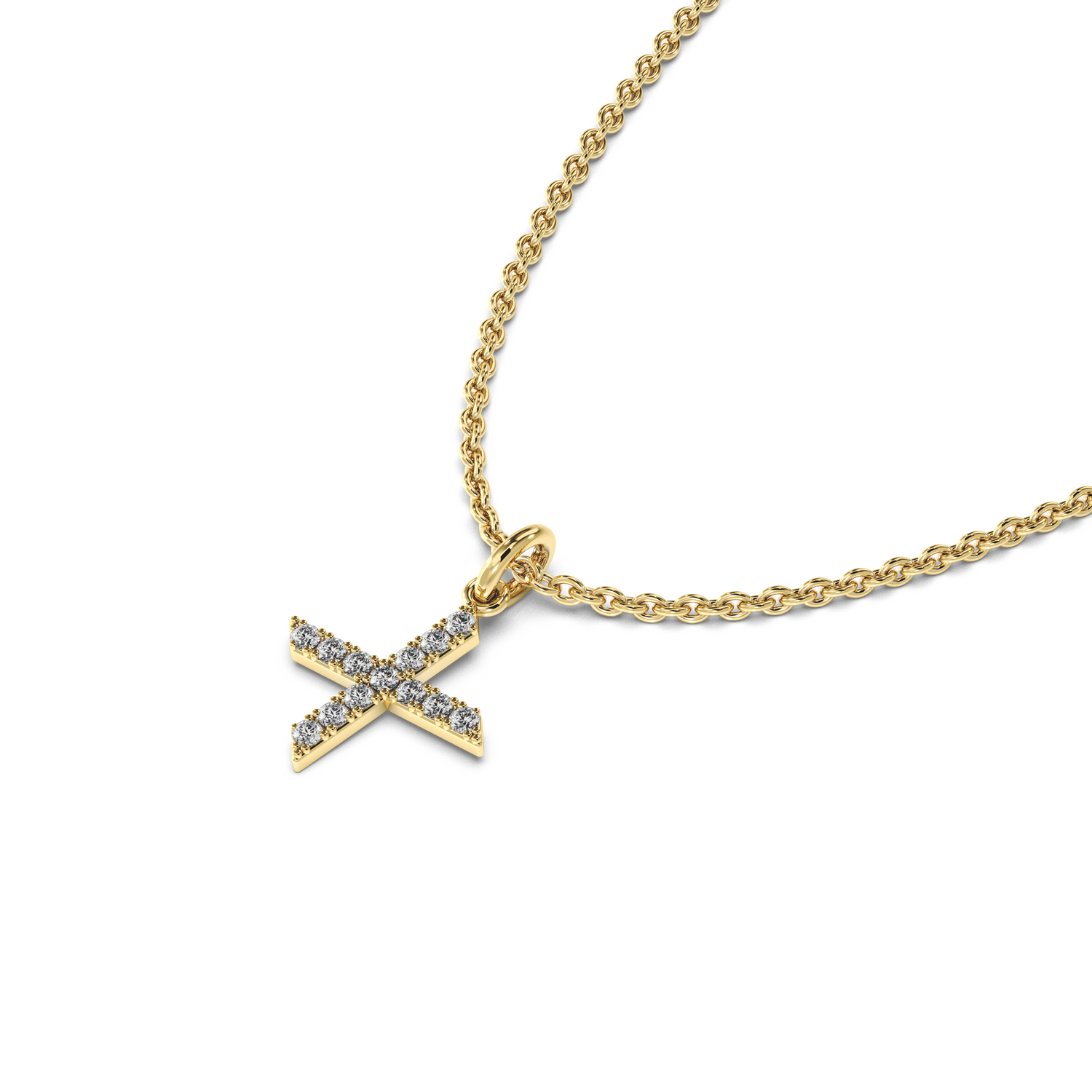&quot;X&quot; Diamond Initial Pendant - 10mm