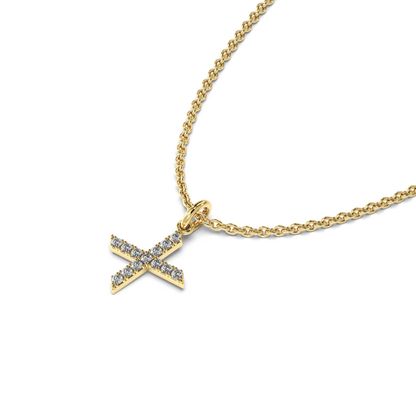 &quot;X&quot; Diamond Initial Pendant - 10mm