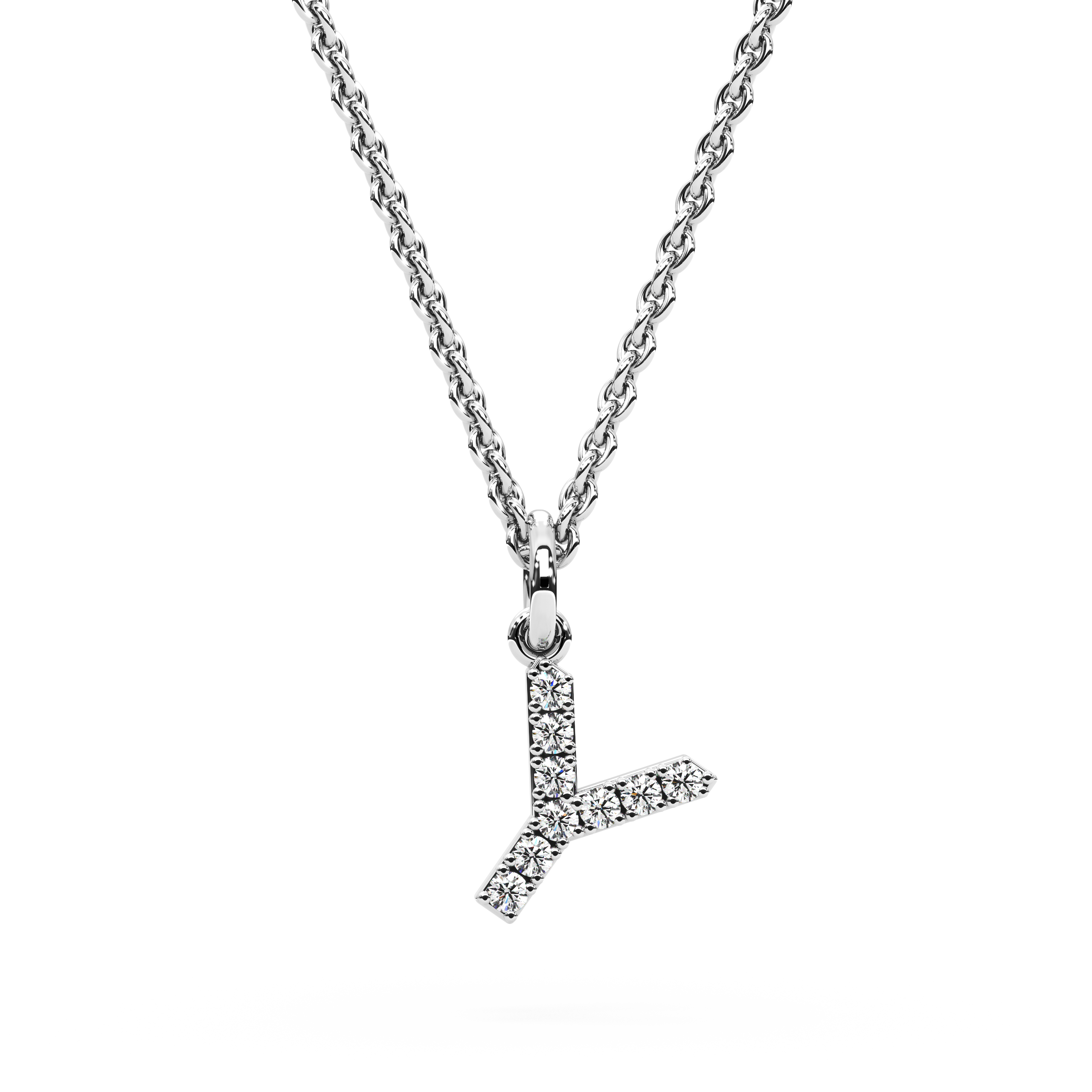 &quot;Y&quot; Diamond Initial Pendant - 10mm
