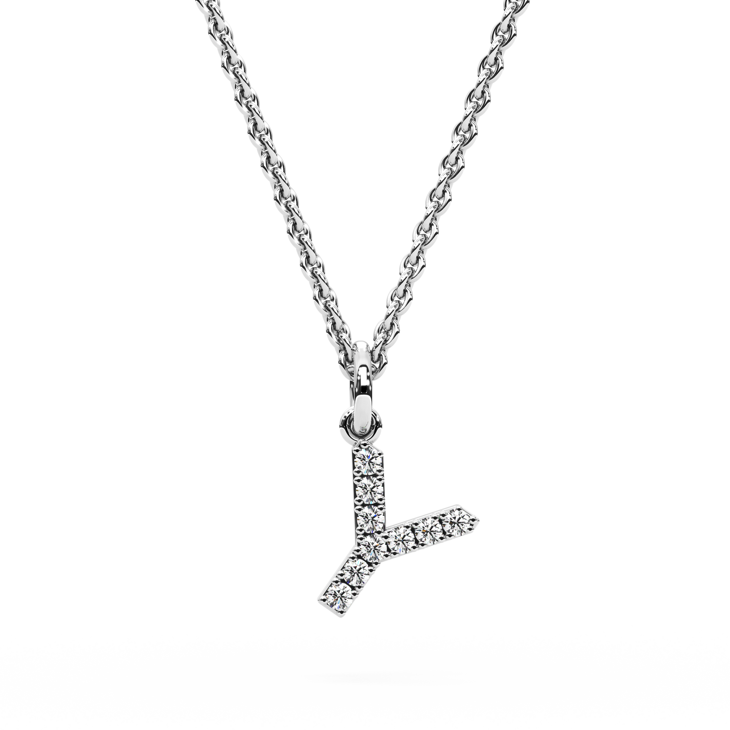"Y" Diamond Initial Pendant