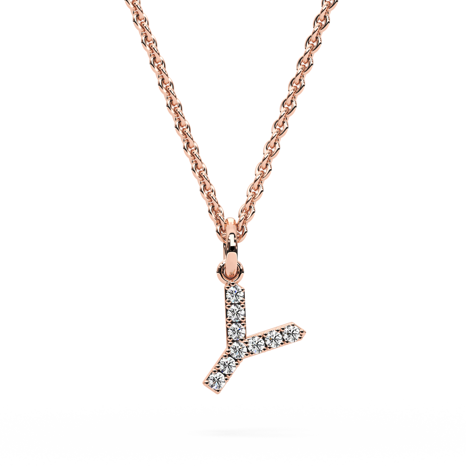 "Y" Diamond Initial Pendant