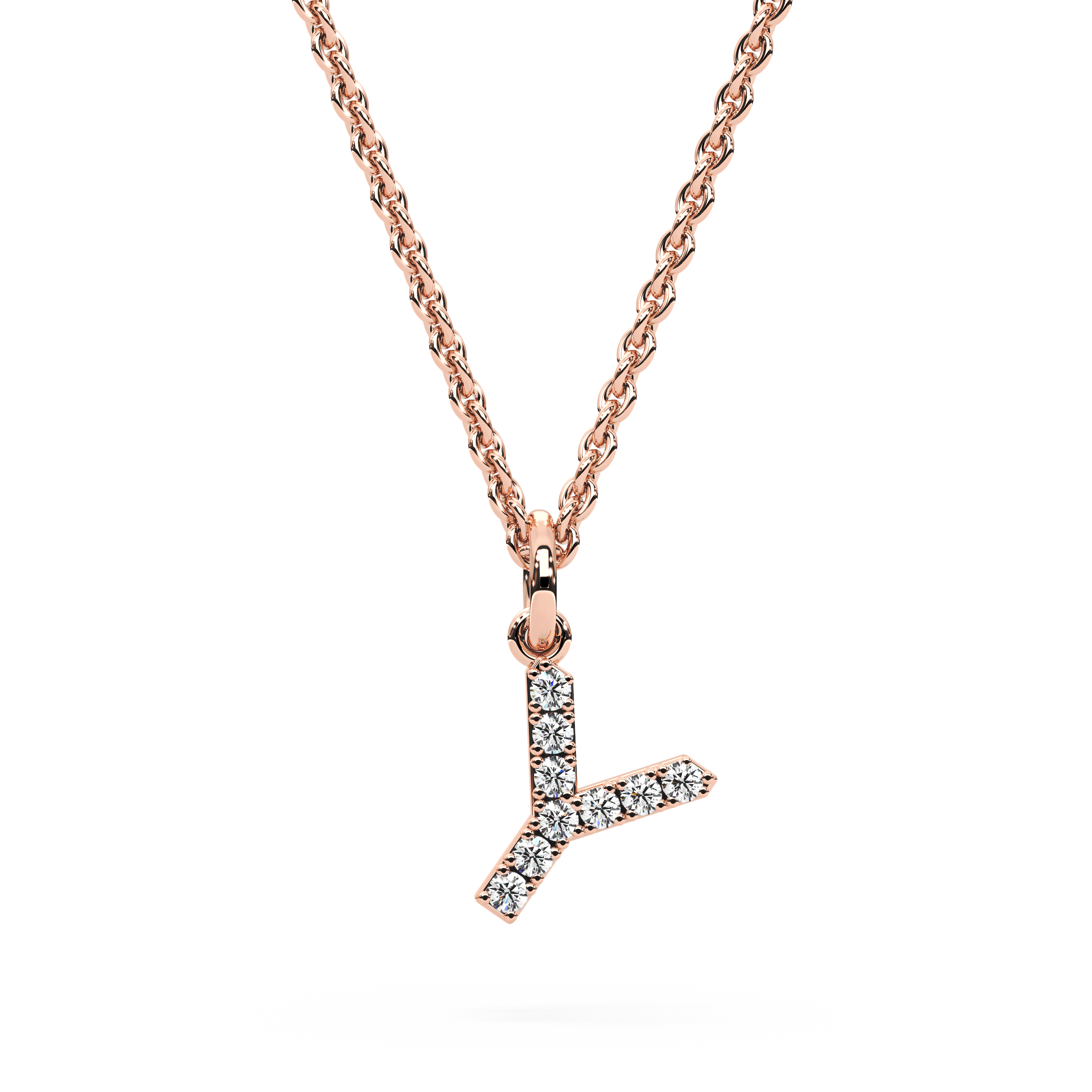 "Y" Diamond Initial Pendant