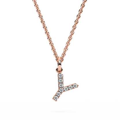 "Y" Diamond Initial Pendant