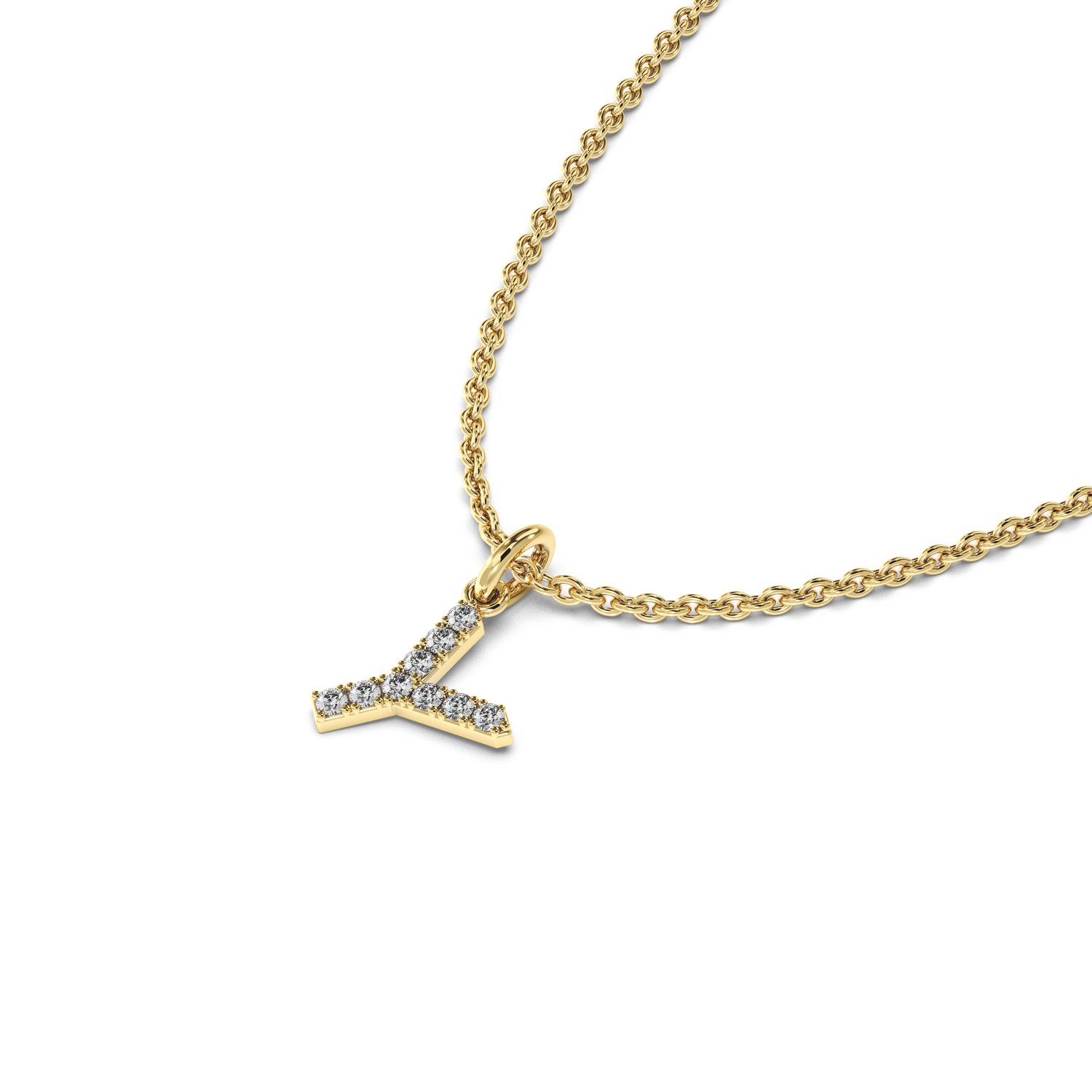 &quot;Y&quot; Diamond Initial Pendant - 10mm