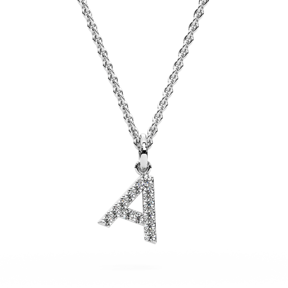 "A" Diamond Initial Pendant