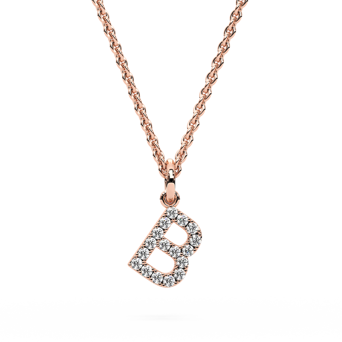 &quot;B&quot; Diamond Initial Pendant - 10mm