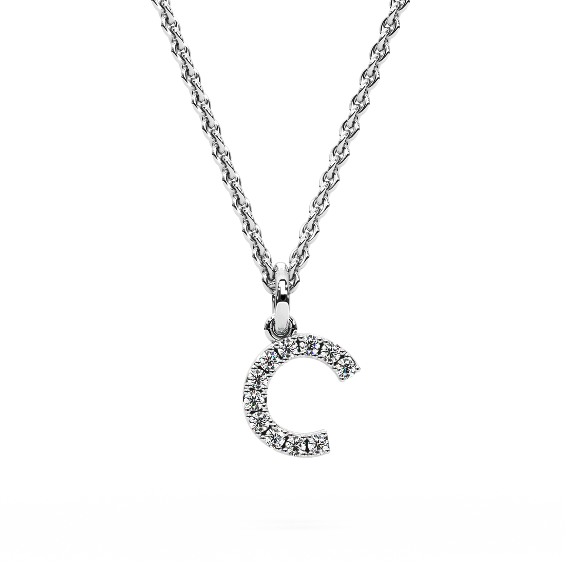 &quot;C&quot; Diamond Initial Pendant