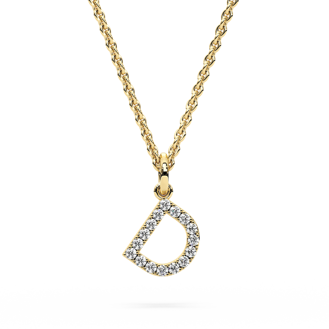 &quot;D&quot; Diamond Initial Pendant - 10mm