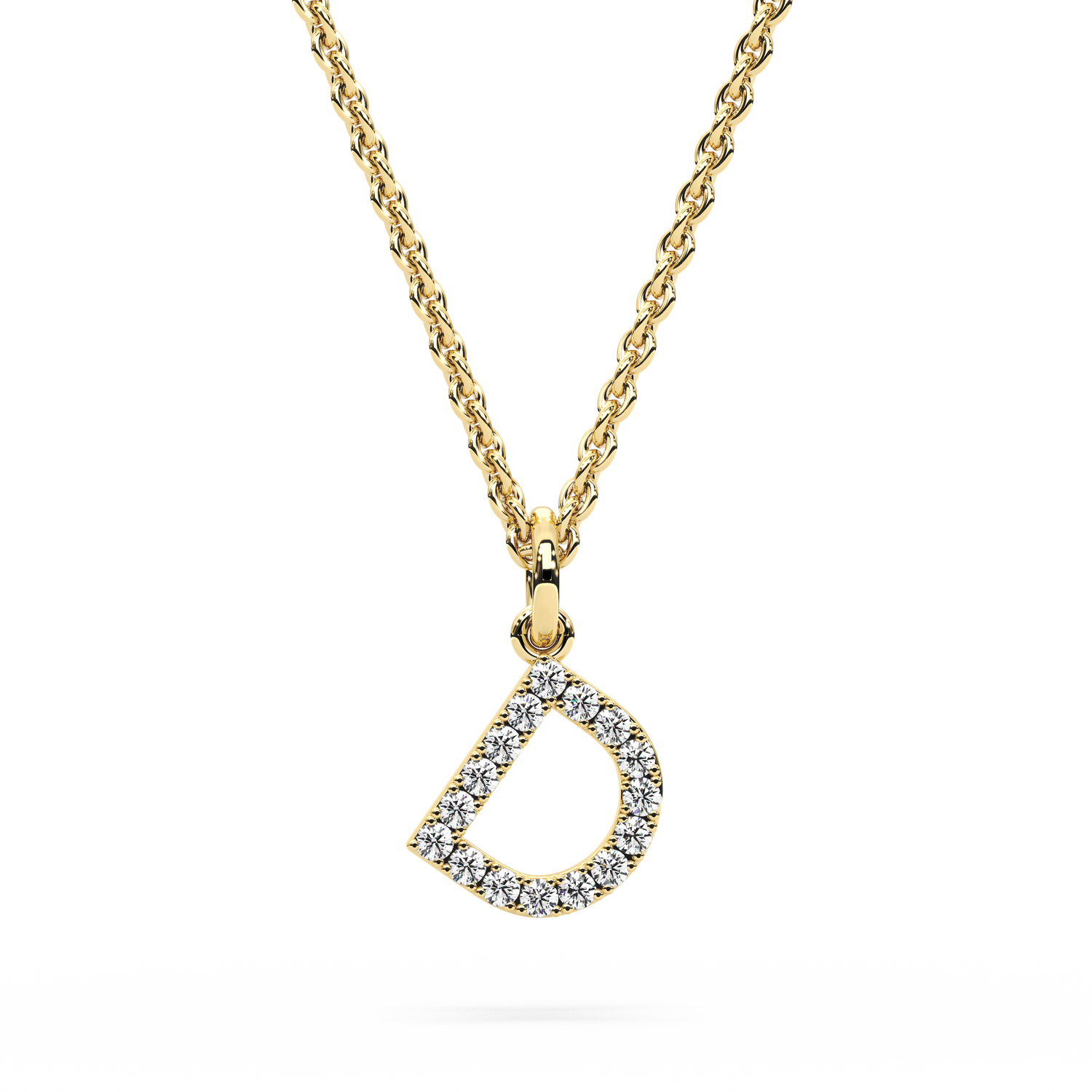 &quot;D&quot; Diamond Initial Pendant