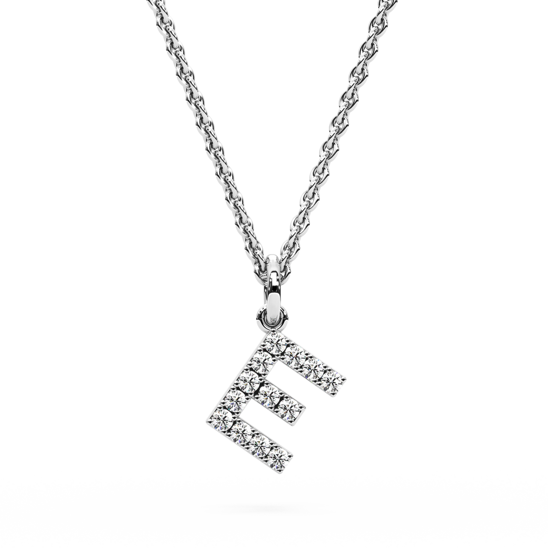 &quot;E&quot; Diamond Initial Pendant