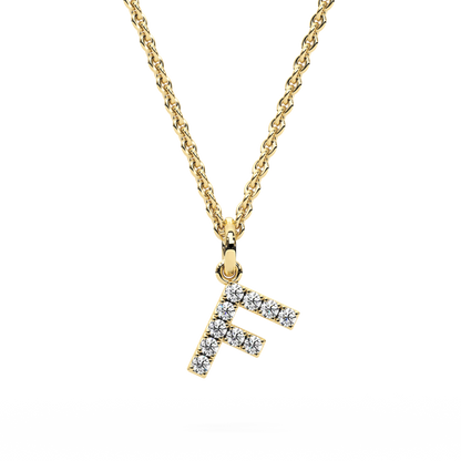 &quot;F&quot; Diamond Initial Pendant - 10mm