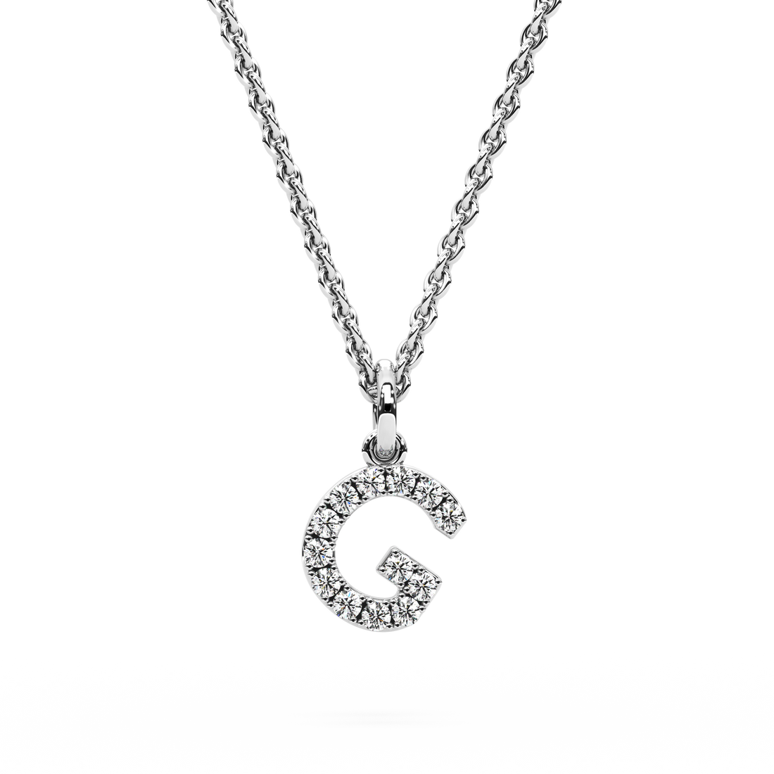 &quot;G&quot; Diamond Initial Pendant - 10mm