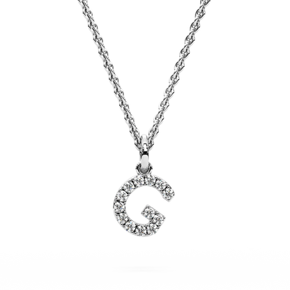 &quot;G&quot; Diamond Initial Pendant - 10mm