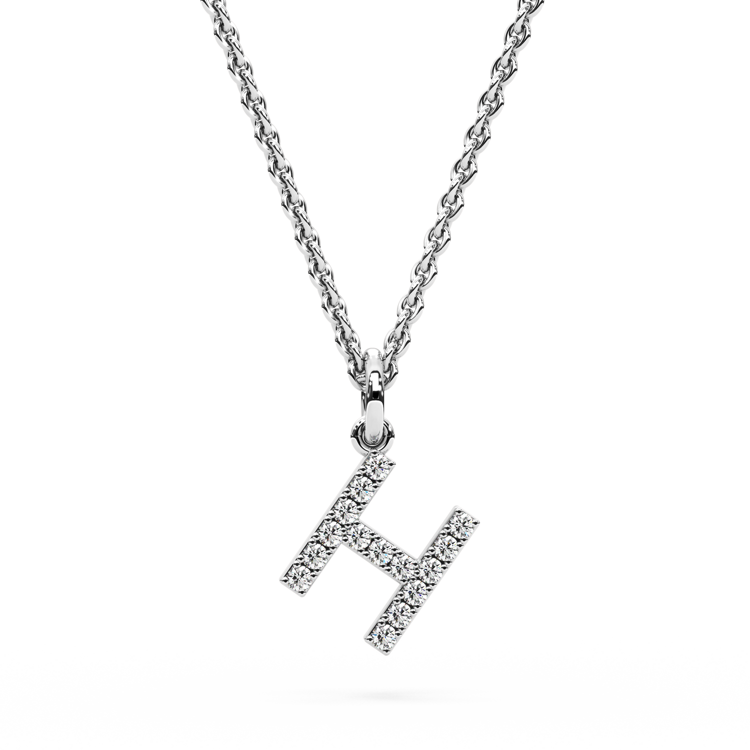 &quot;H&quot; Diamond Initial Pendant