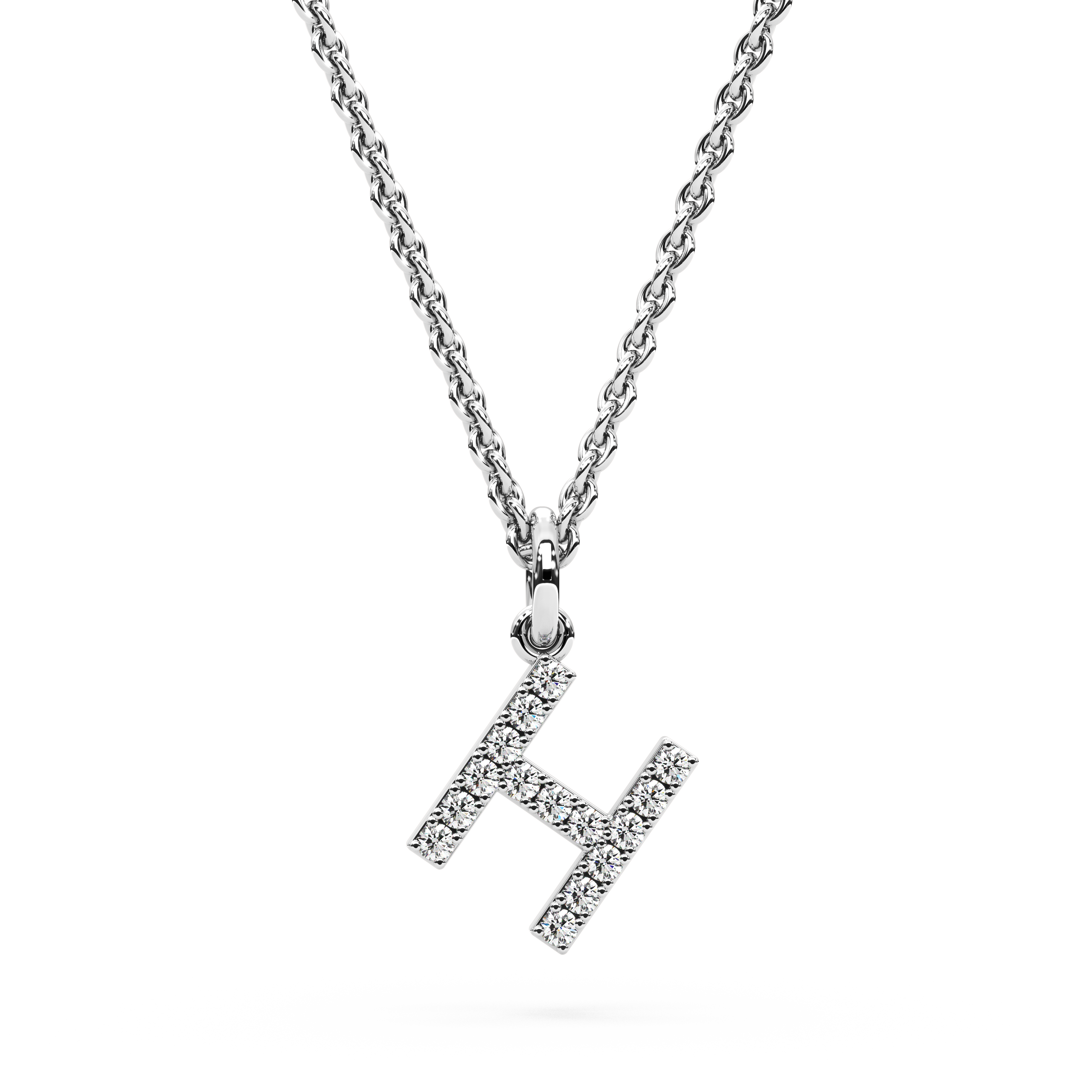 &quot;H&quot; Diamond Initial Pendant