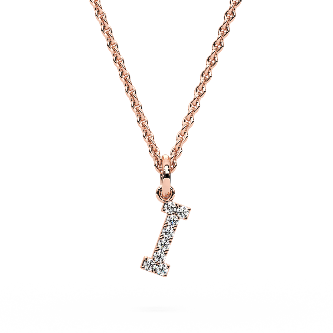 &quot;I&quot; Diamond Initial Pendant - 10mm