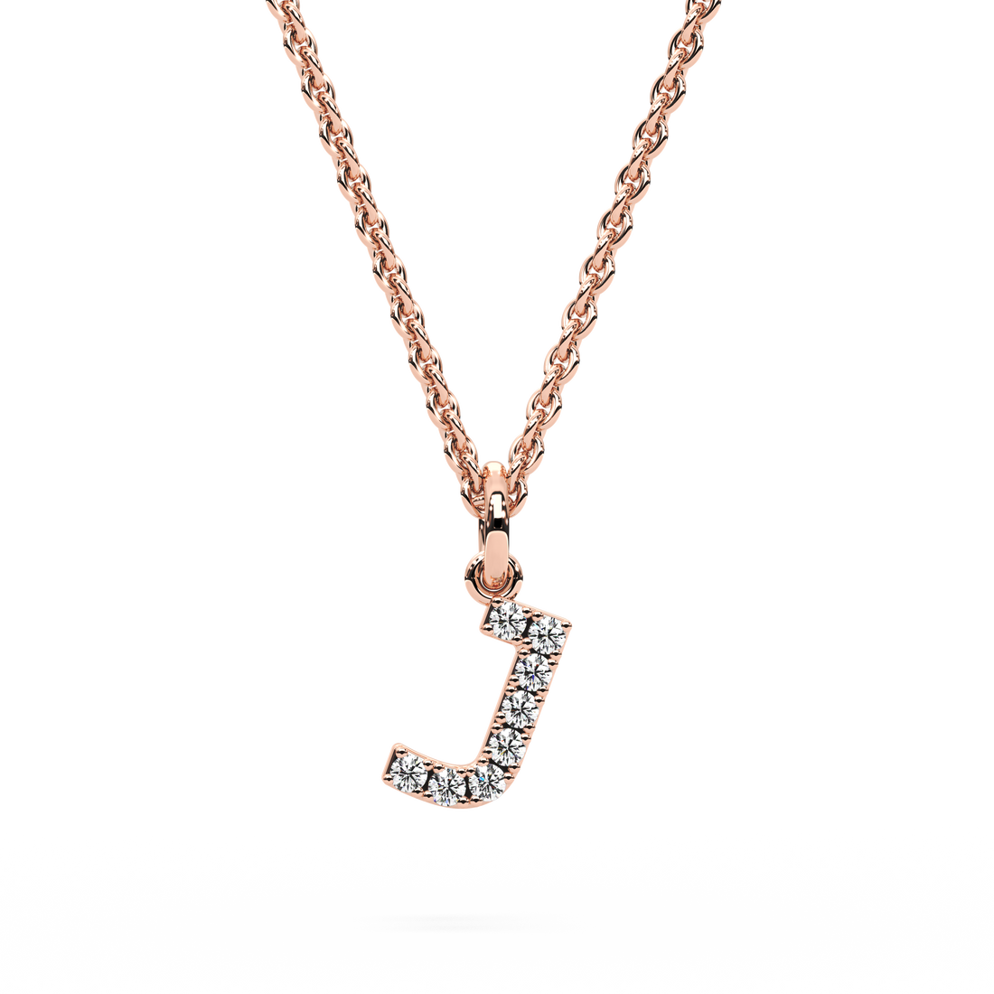 "J" Diamond Initial Pendant - 10mm
