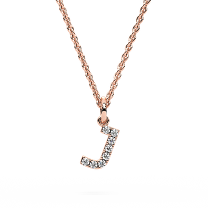"J" Diamond Initial Pendant - 10mm
