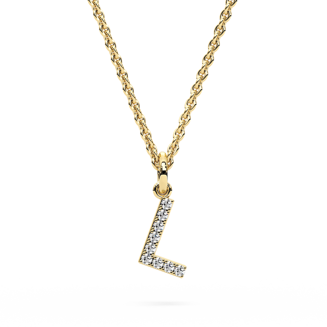 &quot;L&quot; Diamond Initial Pendant