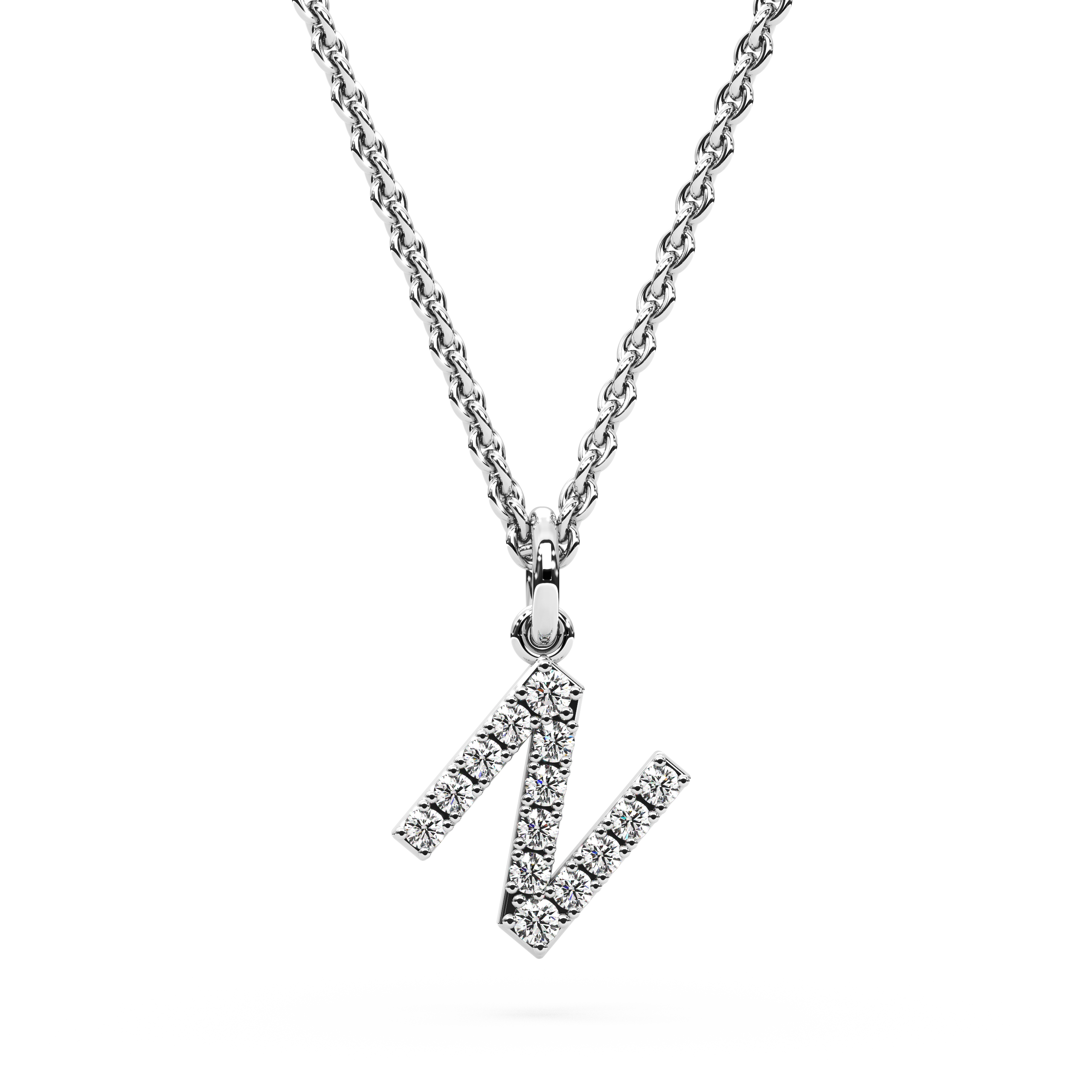 "N" Diamond Initial Pendant